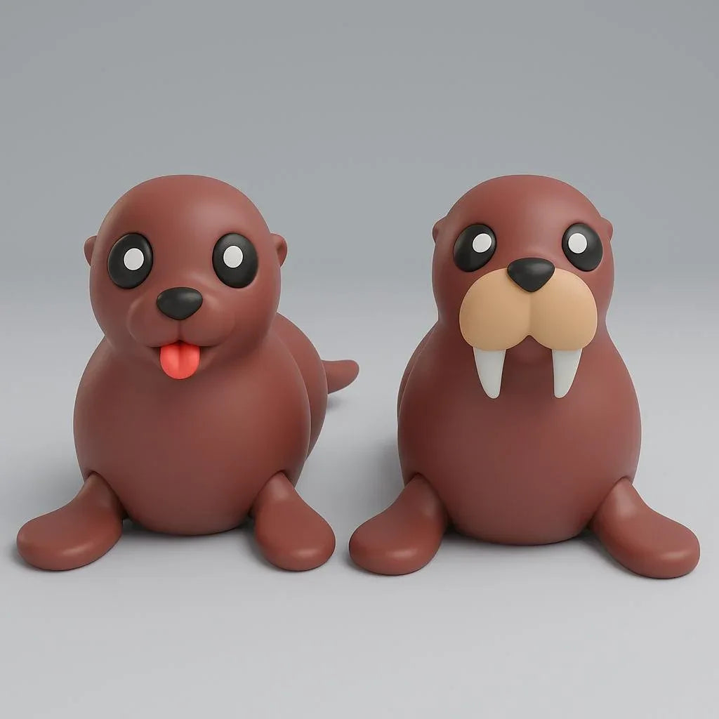 Walrus & Seal - Ledad nyckelringsfigur Design by: Biocraftlab Licenstyp: HiveCommunity. - 3dbutik.se